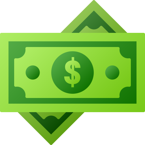 Illustration of paper currency with a dollar sign in the center, in shades of green.