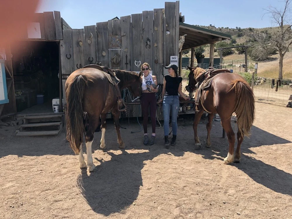 Turquoise Hills Riding Co. near Santa Fe, NM, riders excited to saddle up before their ride into our beautiful hills.  