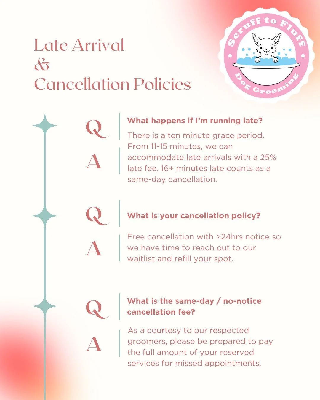 Shout out to our clients for your timely cancellations! This allows the dogs on our waitlist to get in during the coveted holiday season 💚 Our groomers appreciate your understanding, thanks as always for supporting small business 🎅