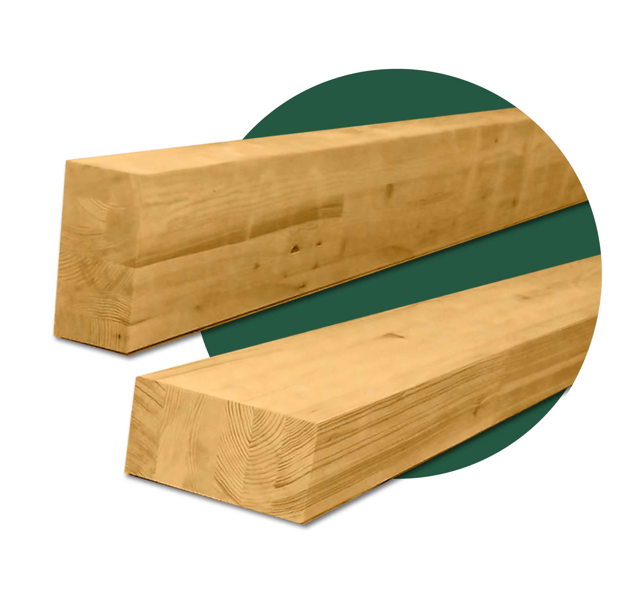 Two glulam wood beams