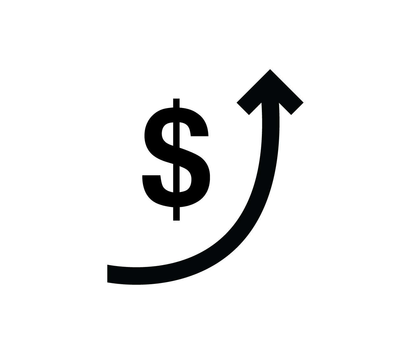An arrow with a USD icon next to it.