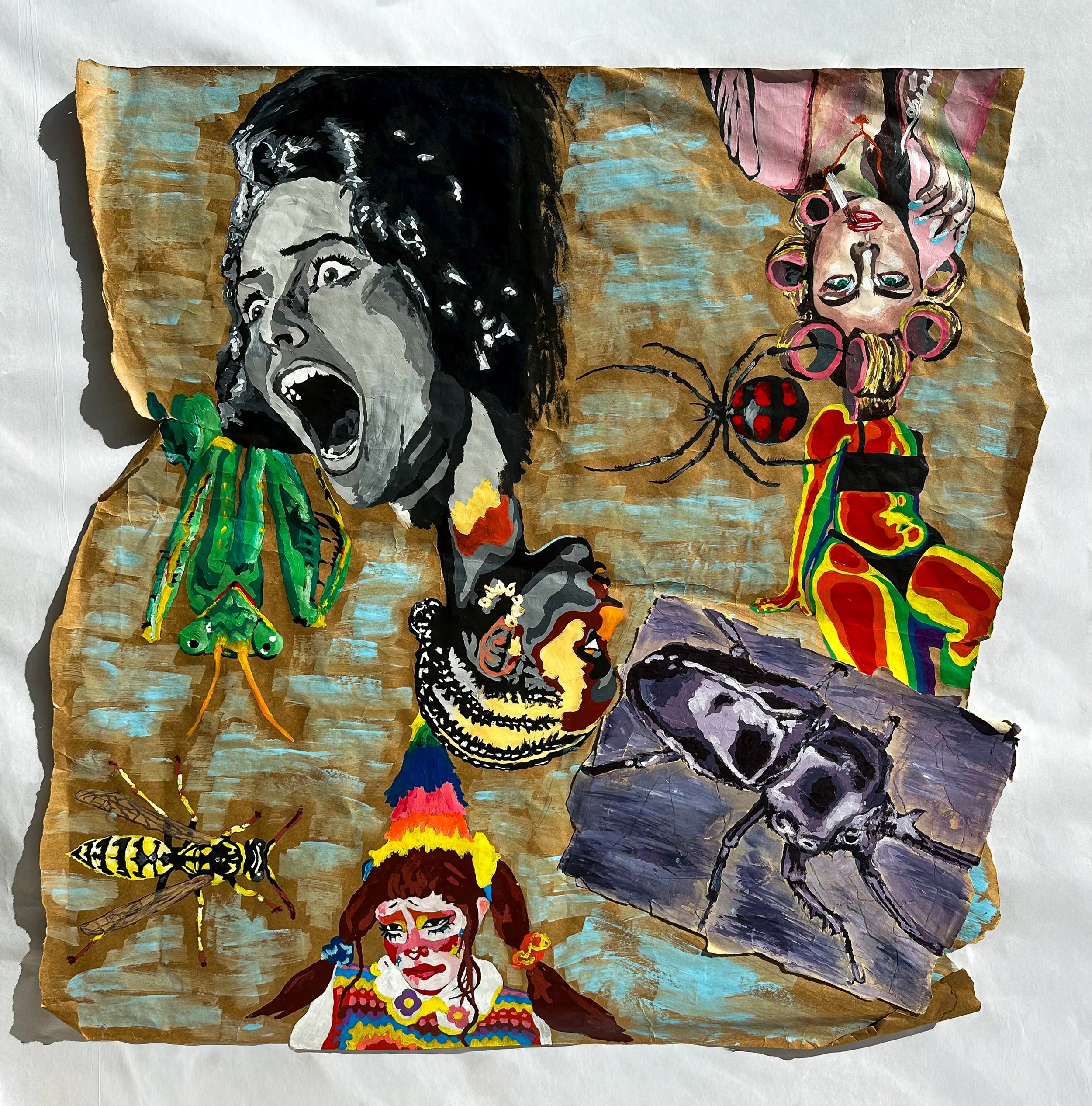 "Instinct and Performance", 2024, Acrylic on Paper, 36 x 36 in.