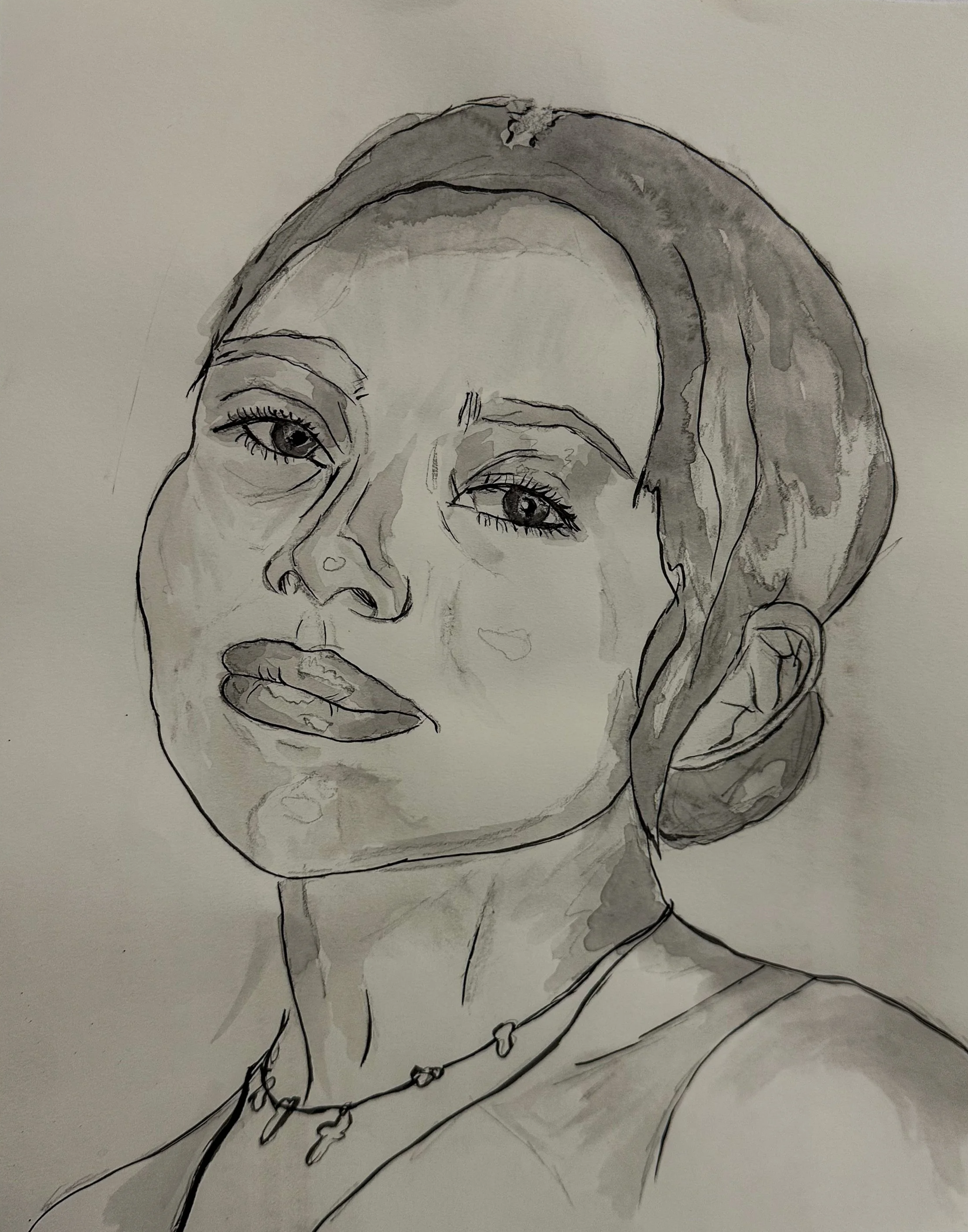 "Ariana", 2025, Ink on Paper, 24 x 18 in.