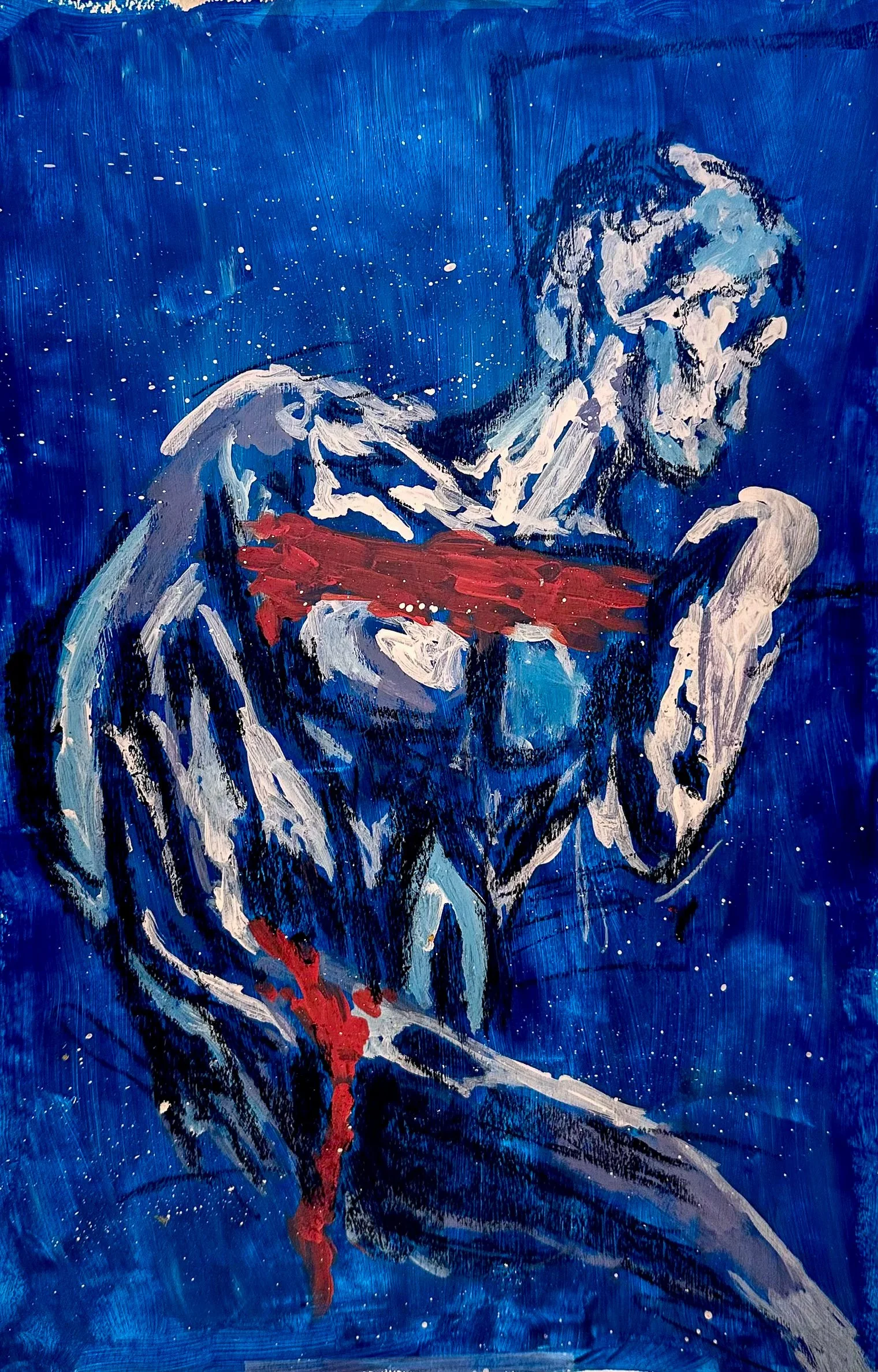 "After Antiquity", 2024, Acrylic and Charcoal on Paper, 24 x 18 in.