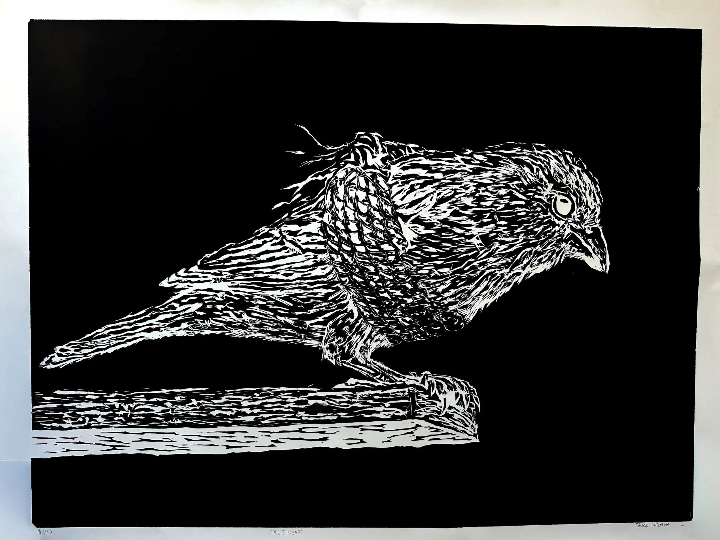 "Mutineer", 2025, Woodblock Relief, 40 x 54 in.