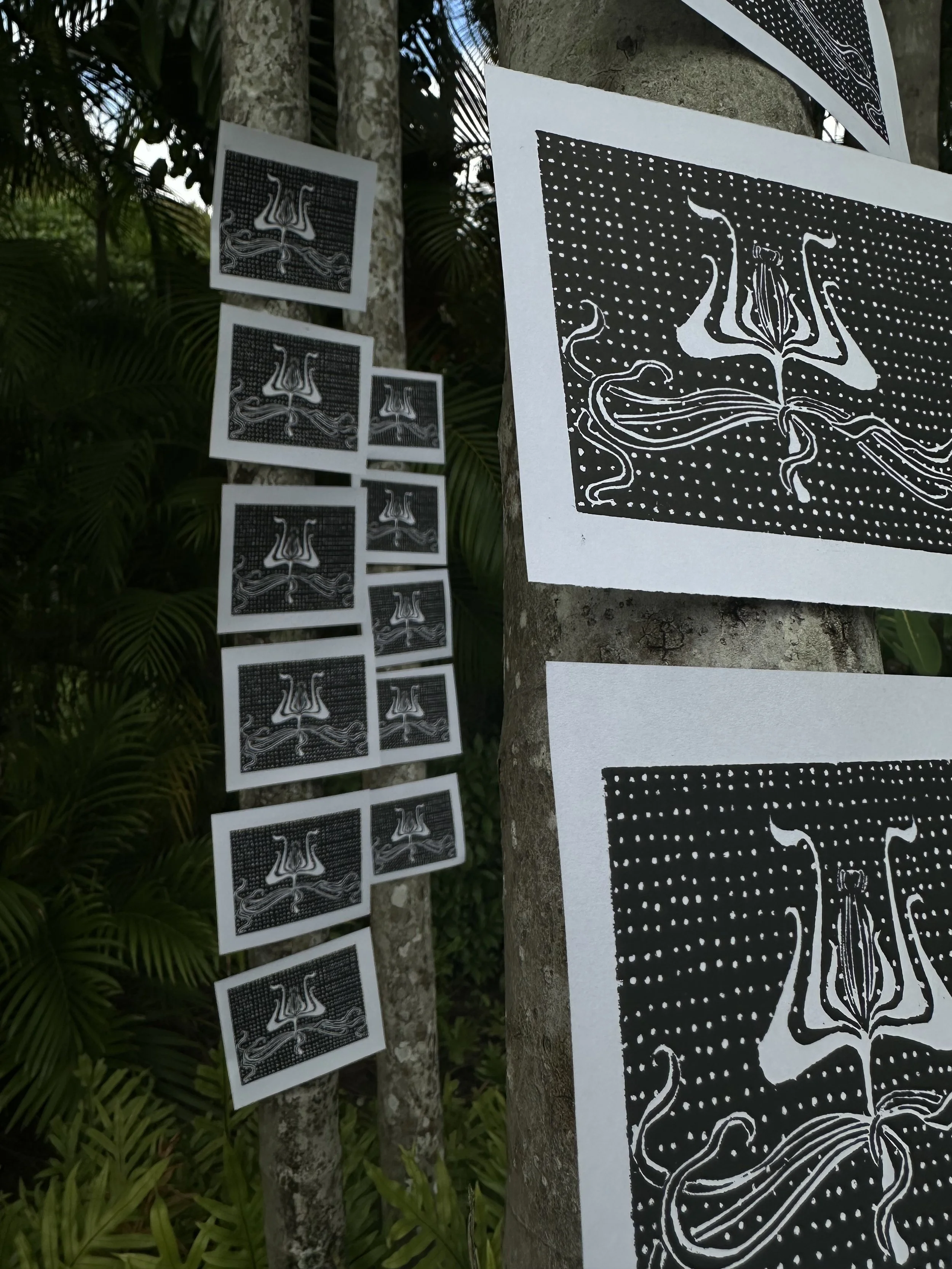 "Earth", 2025, Woodblock Relief, 6 x 4 in ea.