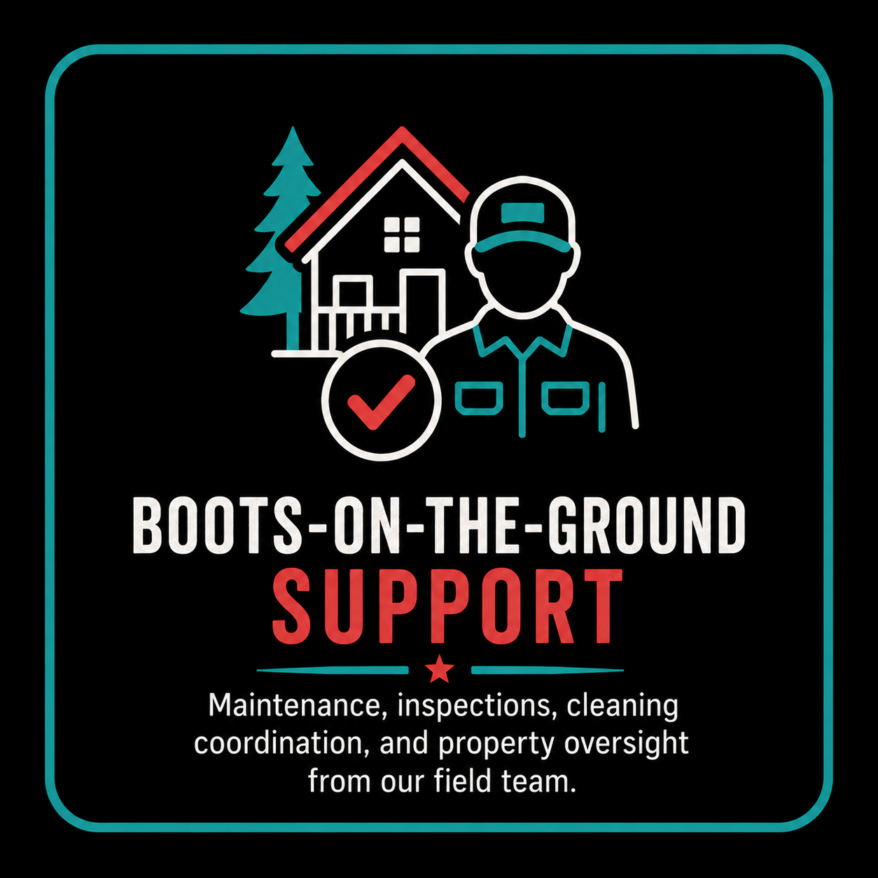 Local field support icon representing on-site property inspections, maintenance coordination, and property oversight.