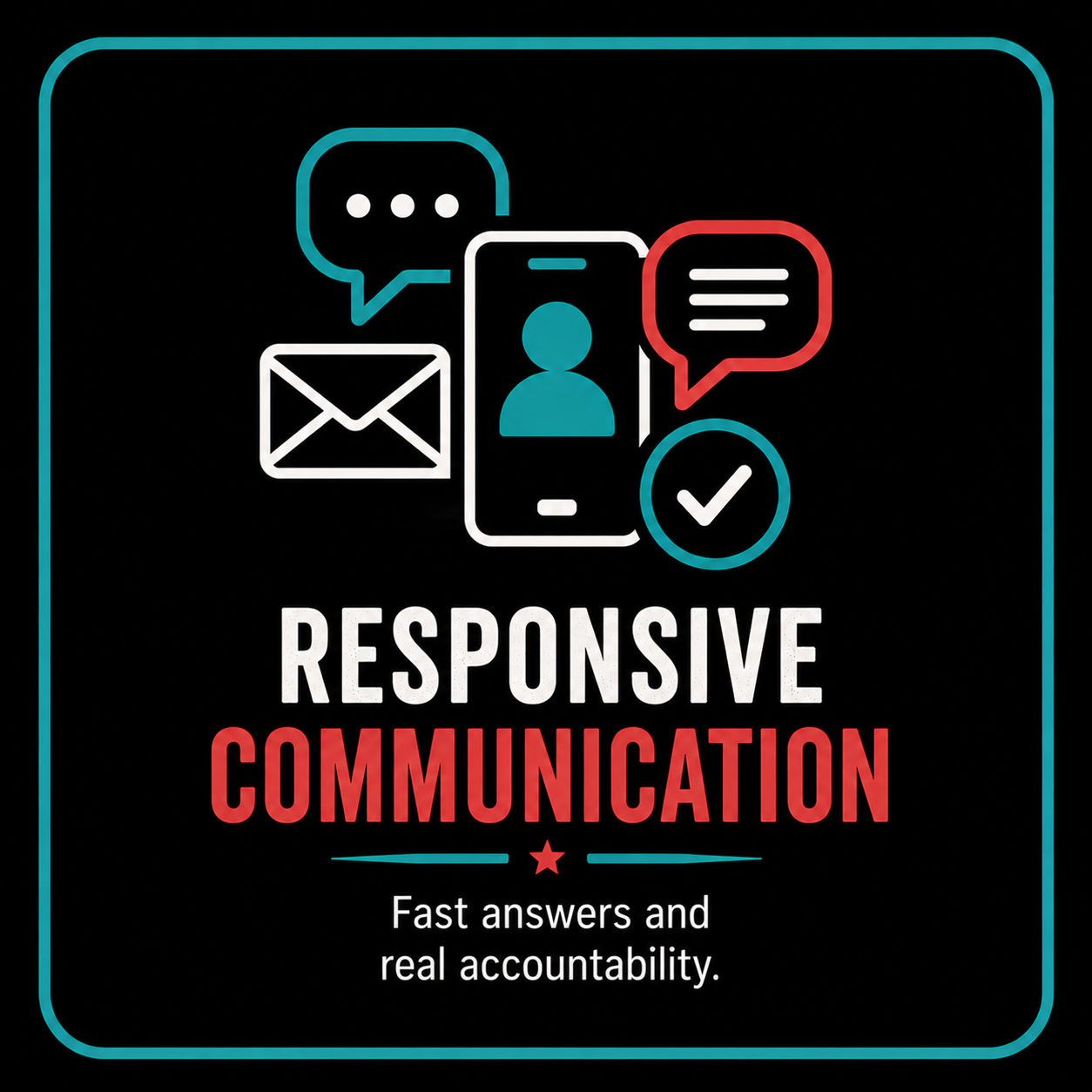 Responsive communication icon representing fast owner updates, email support, text messaging, and property management communication services.