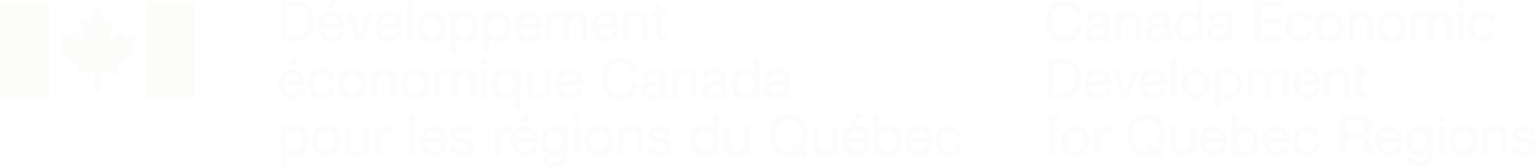 Logo de Développement économique Canada pour les régions du Québec, avec un symbole de feuille d'érable