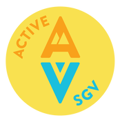 Circular yellow logo with the words 'ACTIVE' in orange arcs, 'ASV' in large yellow and blue letters, and 'SGV' in smaller blue letters.