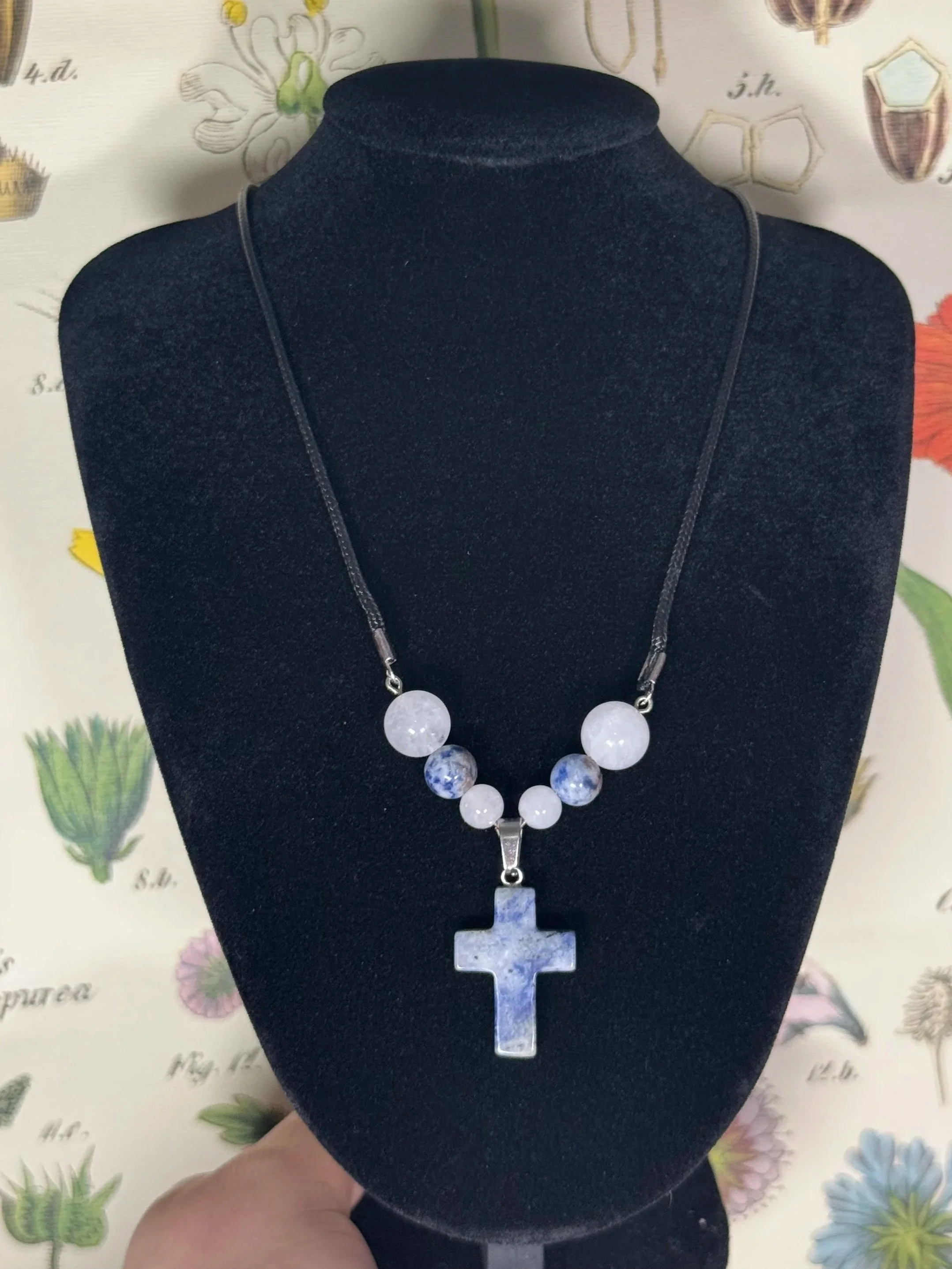 Lapis Cross - Cord Necklace