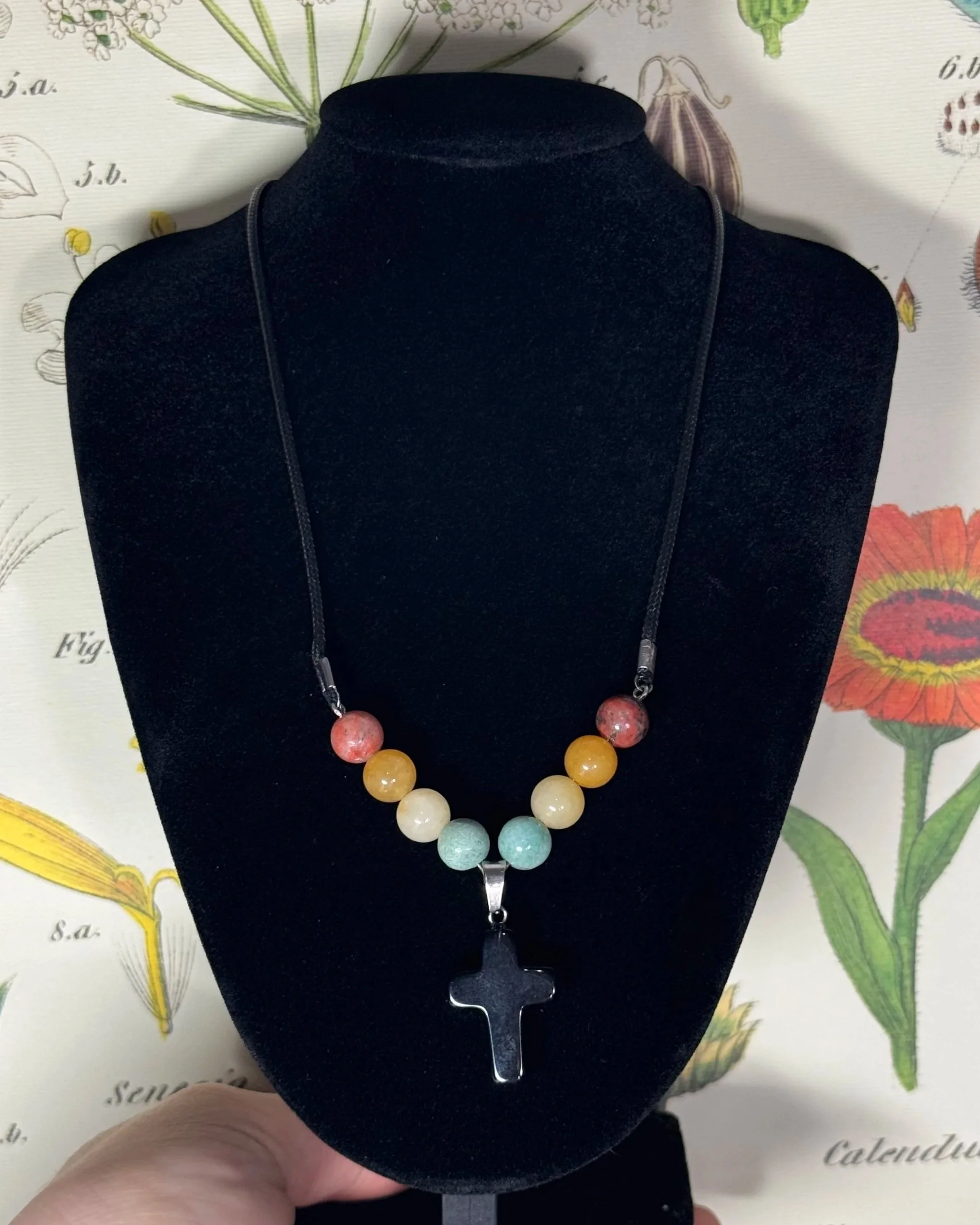 Onyx Cross - Cord Necklace