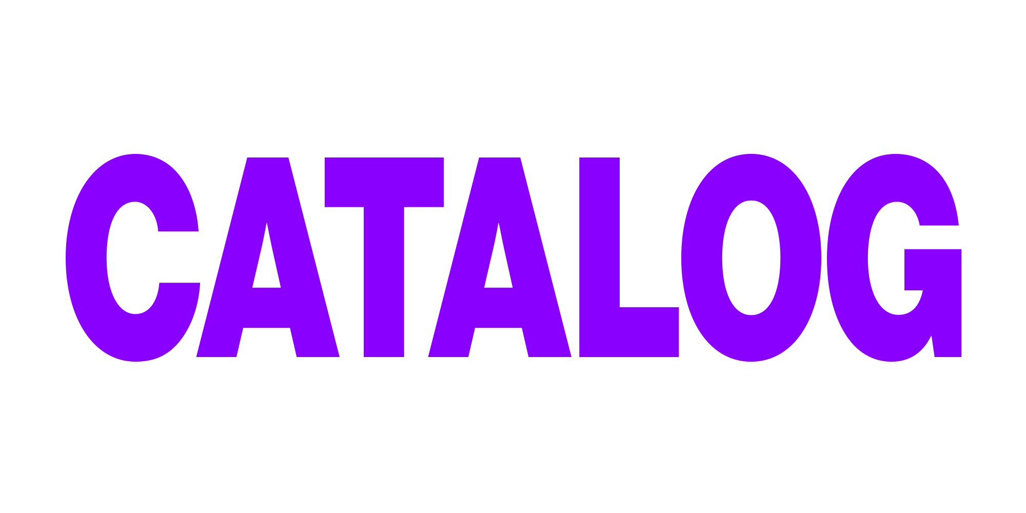 The word 'CATALOG' in bold, uppercase purple text.
