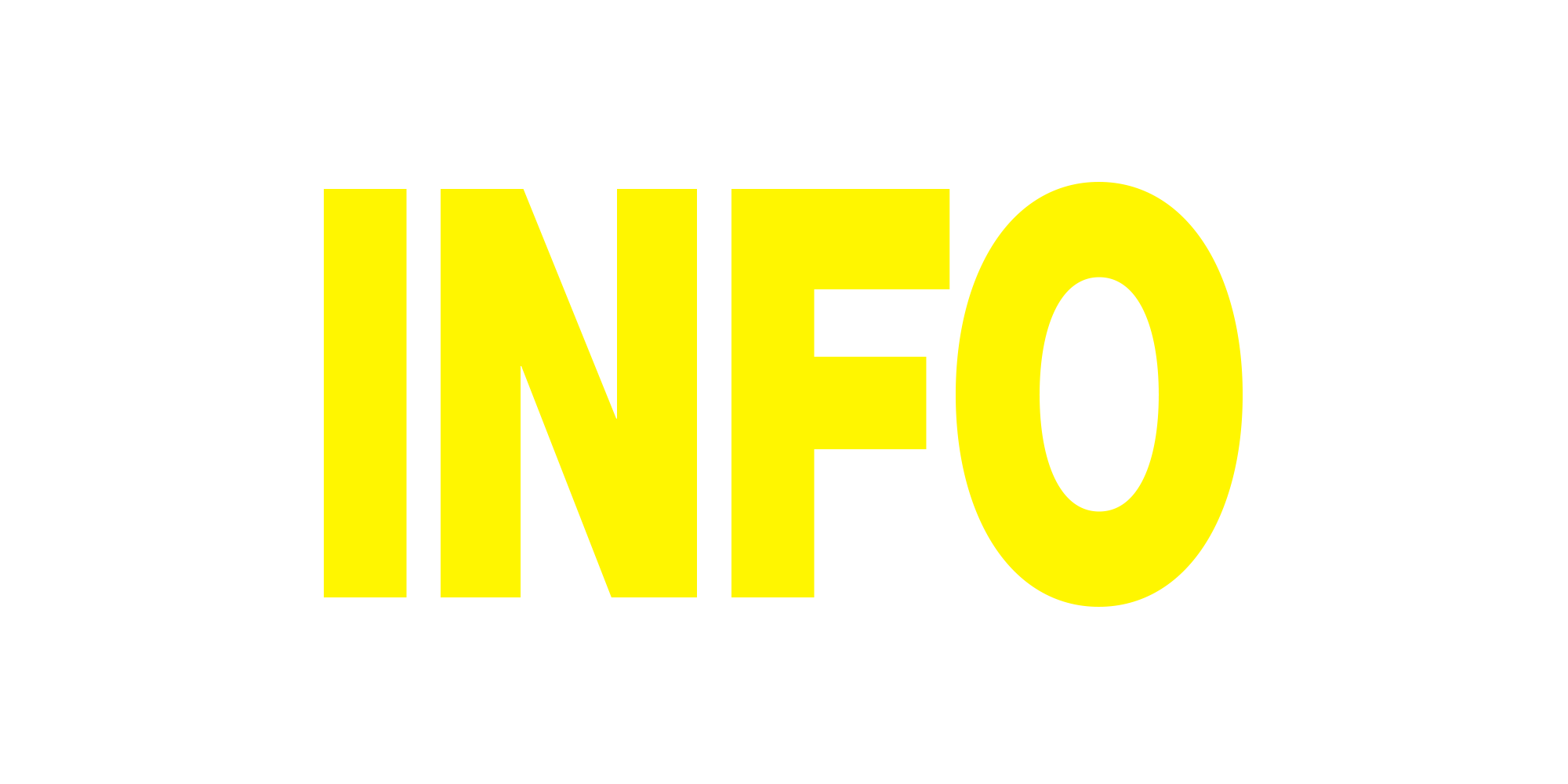 Bold yellow text spells out 'INFO'.