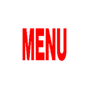 A white sign with the word 'MENU' printed in red capital letters.