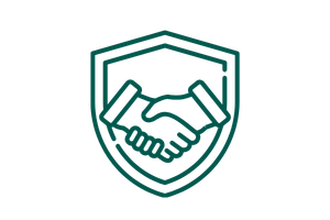 Green icon to represent an easy and transparent company to work with