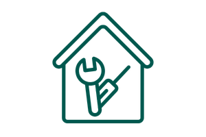 Green icon to represent the company offering home upgrades that reflect your values