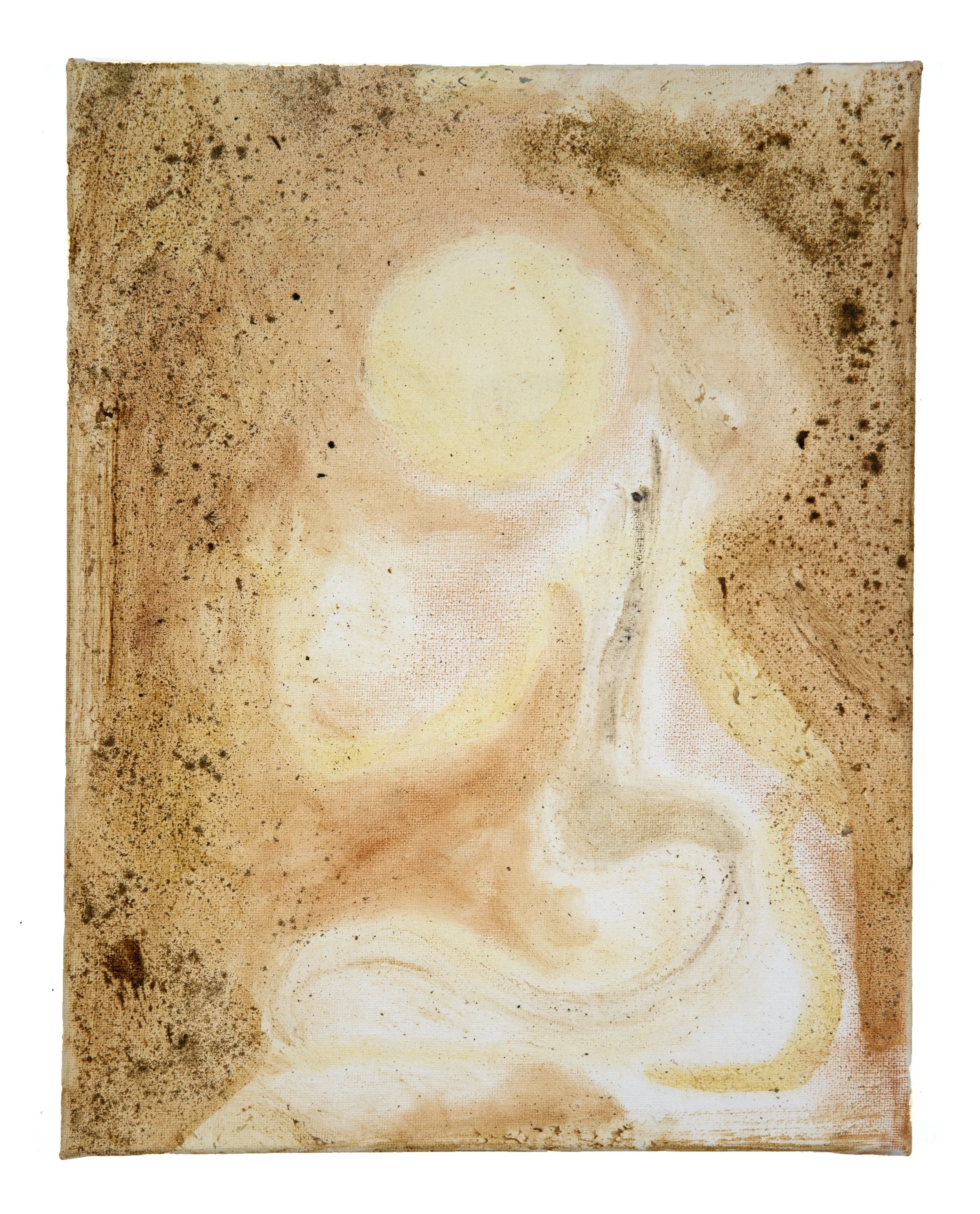 And Suns Yet to Come | 2024 | 11 x 14" |	ochre pigments, misc. petal inks and oil on canvas