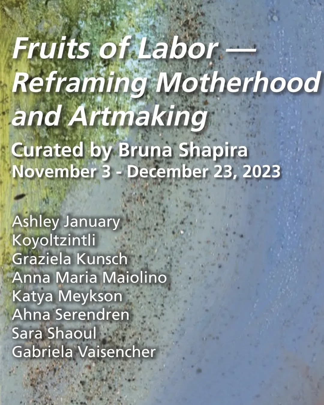 Dear Friends, please join me tomorrow (Friday, 11/3) from 4-6pm at @apexartnyc for the opening of 'Fruits of Labor---Reframing Motherhood and Artmaking' curated by the wonderful @brunashapira. The excerpts above are from Bruna's text on the show. I'm