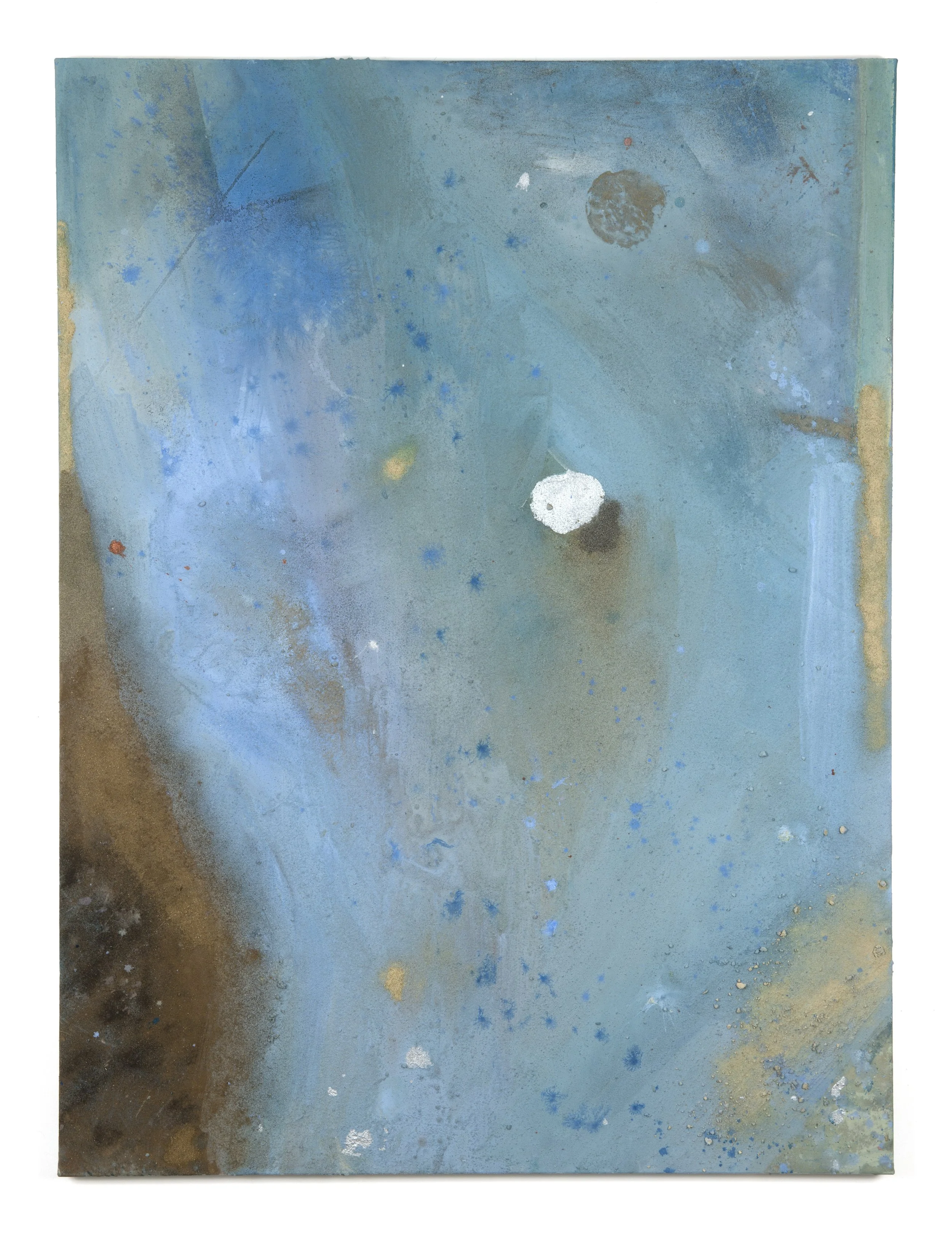 Recto 1 | 2025 | 36 x 48" | acrylic, sand and charcoal on bedsheet