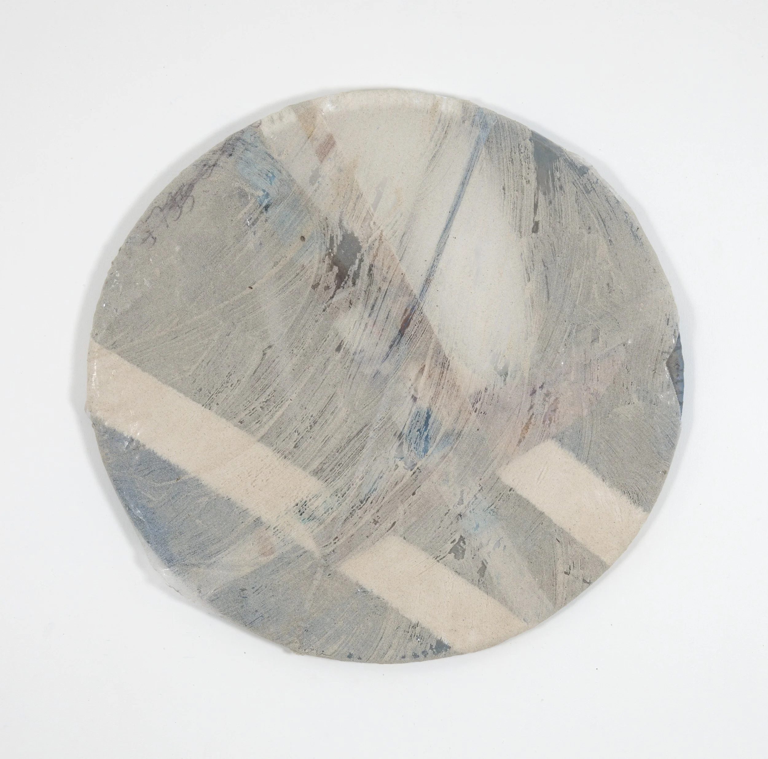 Sphere 3 | 2026 | 25 x 25" | plastic sheeting, acrylic, sand, canvas, polyester strapping, hoola hoop