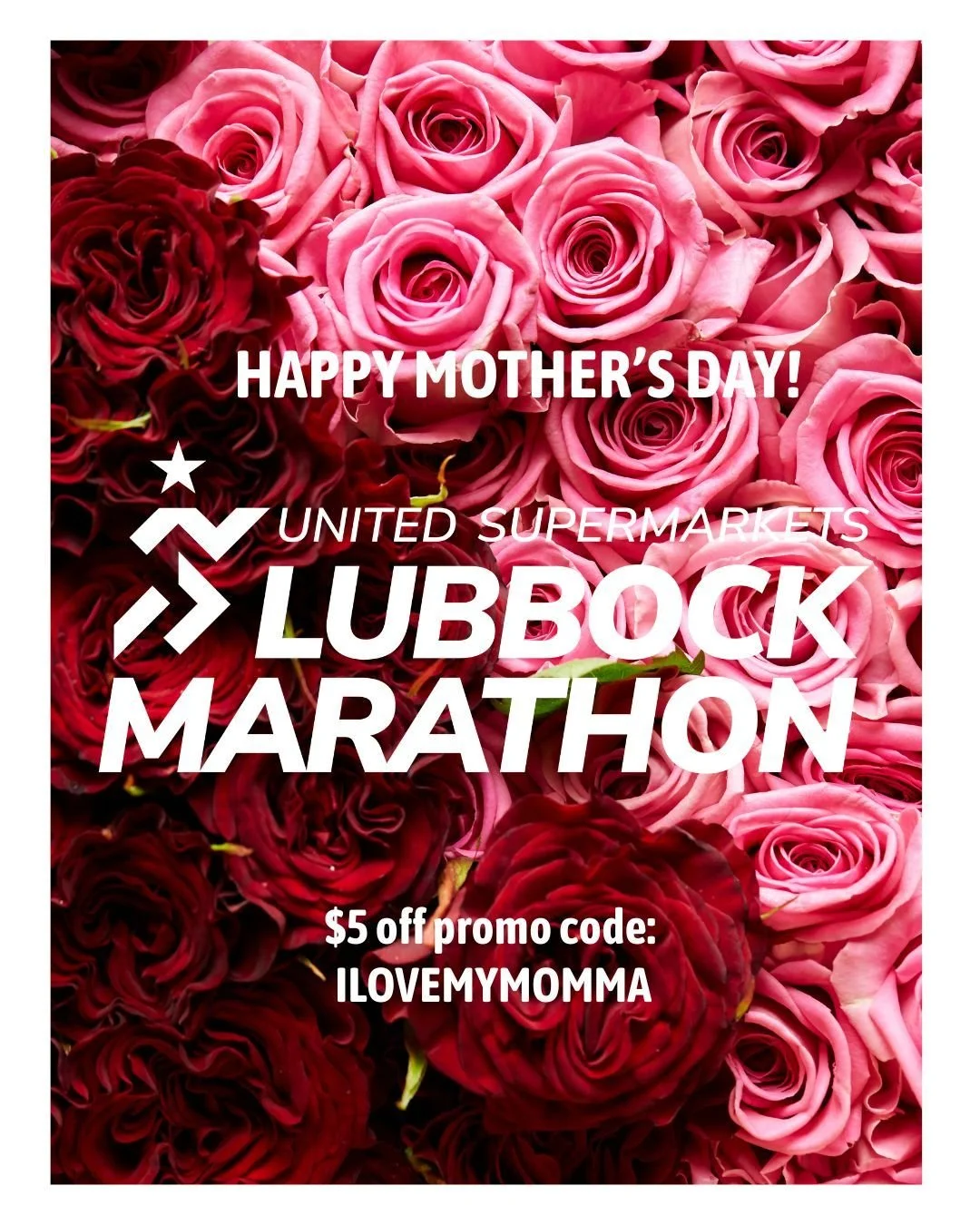Be sure to take advantage of our ILOVEMYMOMMA $5 off promo code before it expires tomorrow night! 🌹#LBKMarathon #LubbockMarathon #Marathon #HalfMarathon
