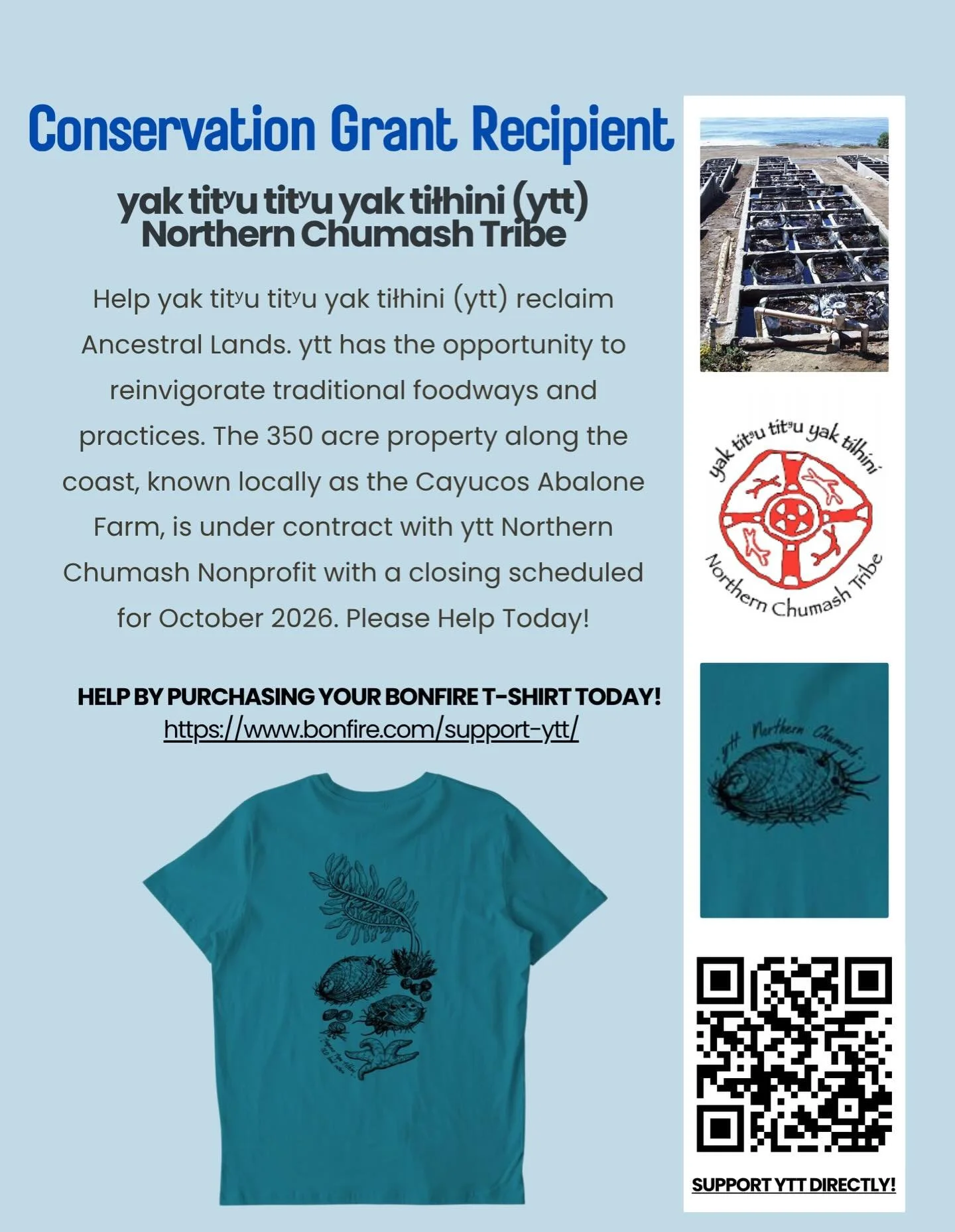 Our board added a few more designs to support yak titʸu titʸu yak tiłhini (ytt) Northern Chumash Tribe&rsquo;s Land Back campaign. 

HELP BY PURCHASING YOUR BONFIRE T-SHIRT TODAY! https://www.bonfire.com/support-ytt/