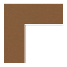 Corner of a brown L-shaped piece of material or object against a white background.