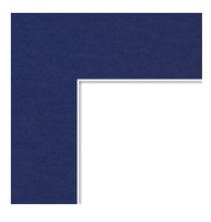 Close-up of a navy blue photo corner with a white mat.