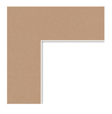 Close-up of a beige-colored corner of a picture frame.