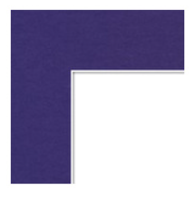 Close-up of the corner of a purple picture frame with a white background.