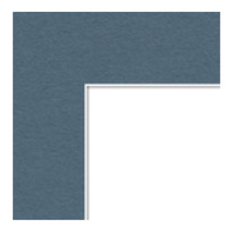 Close-up of a textured blue corner of a mat or surface with a white border.