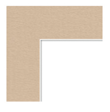 A beige L-shaped surface with a white corner piece.