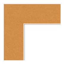 Corner of a blank, brown paper with a white border.