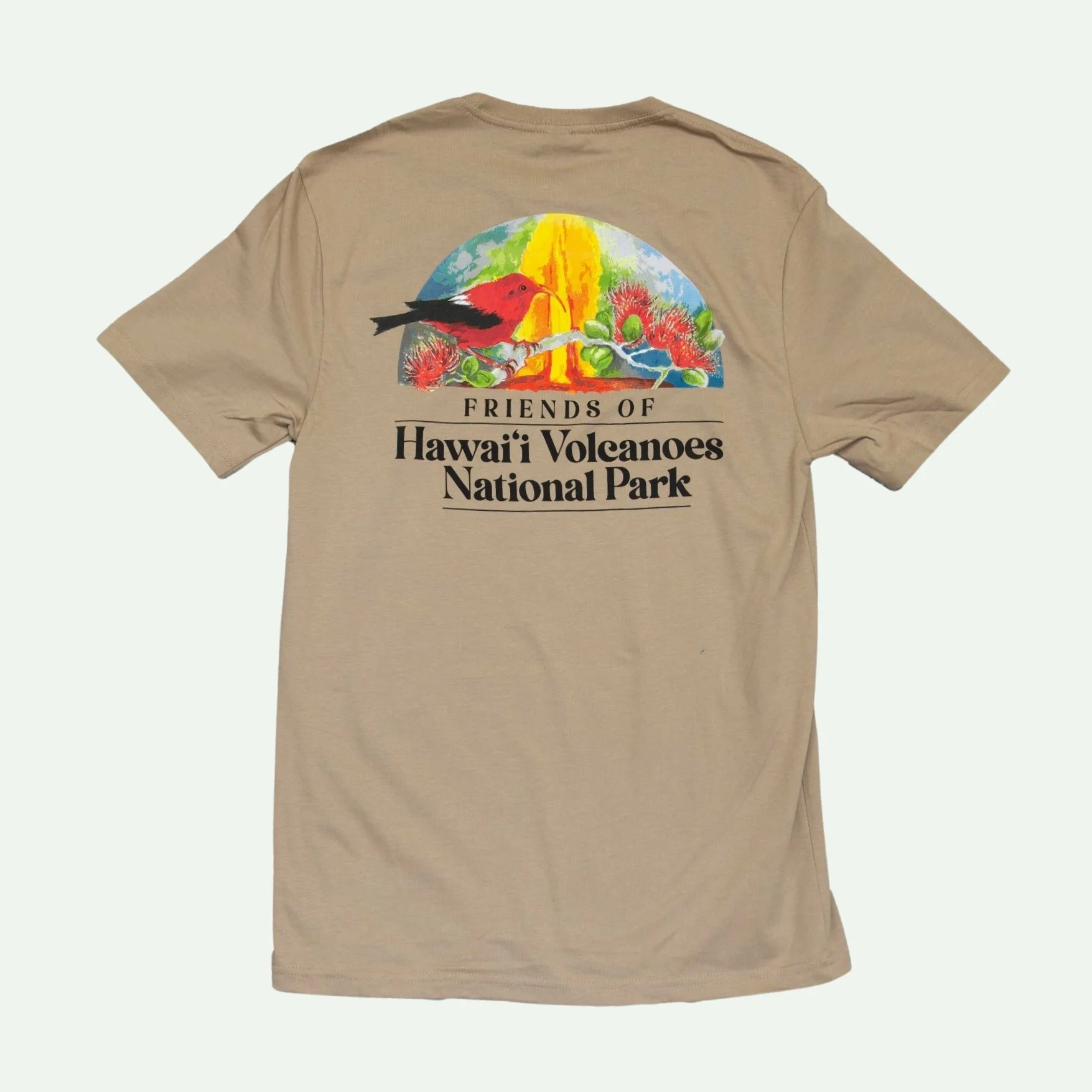 Hawaii-volcanoes-friends-tshirt-tan-back.jpg