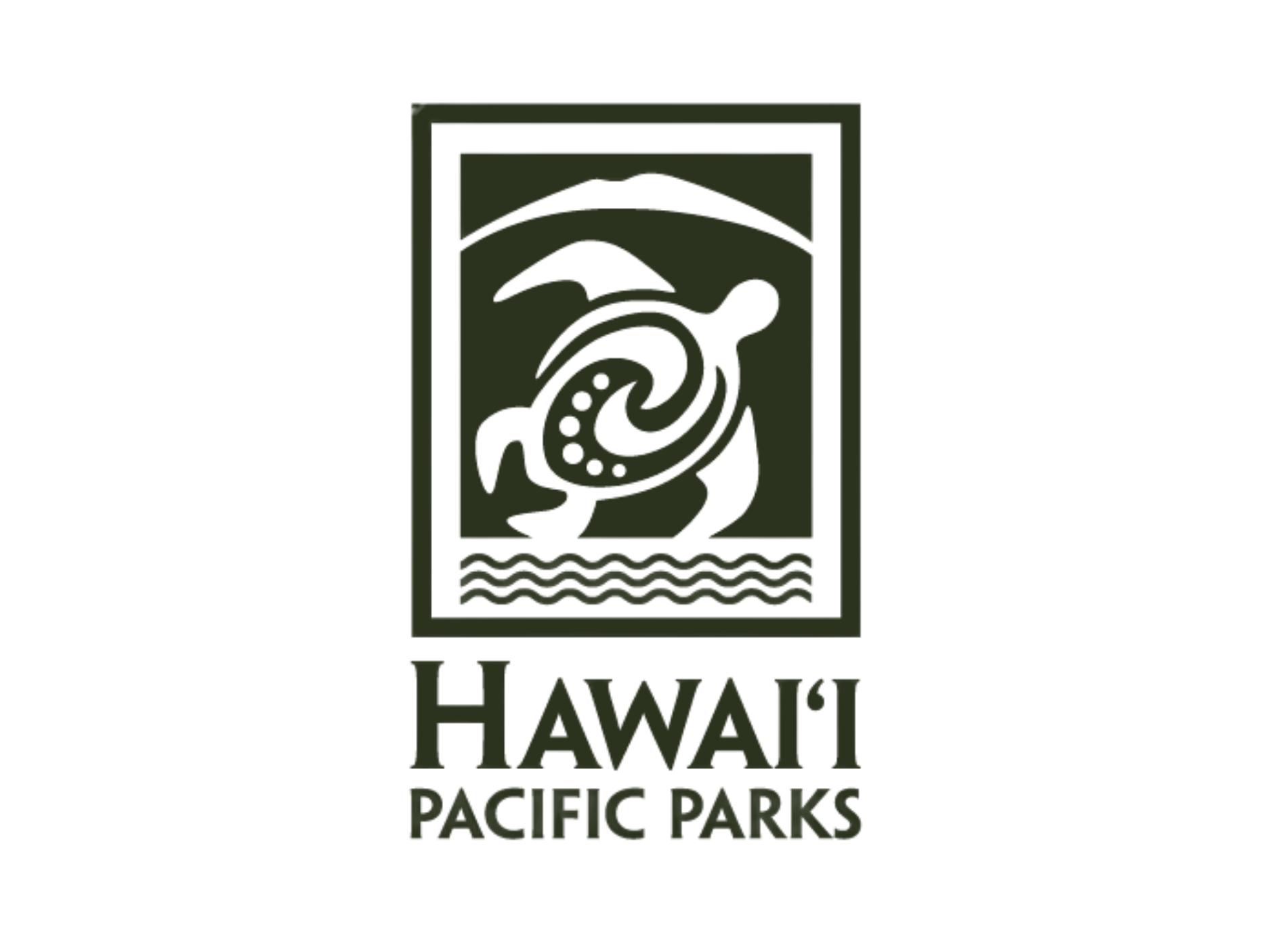 Logo of Hawaii Pacific Parks featuring a stylized fish, wave, and mountain with the text 'Hawaii Pacific Parks' underneath.