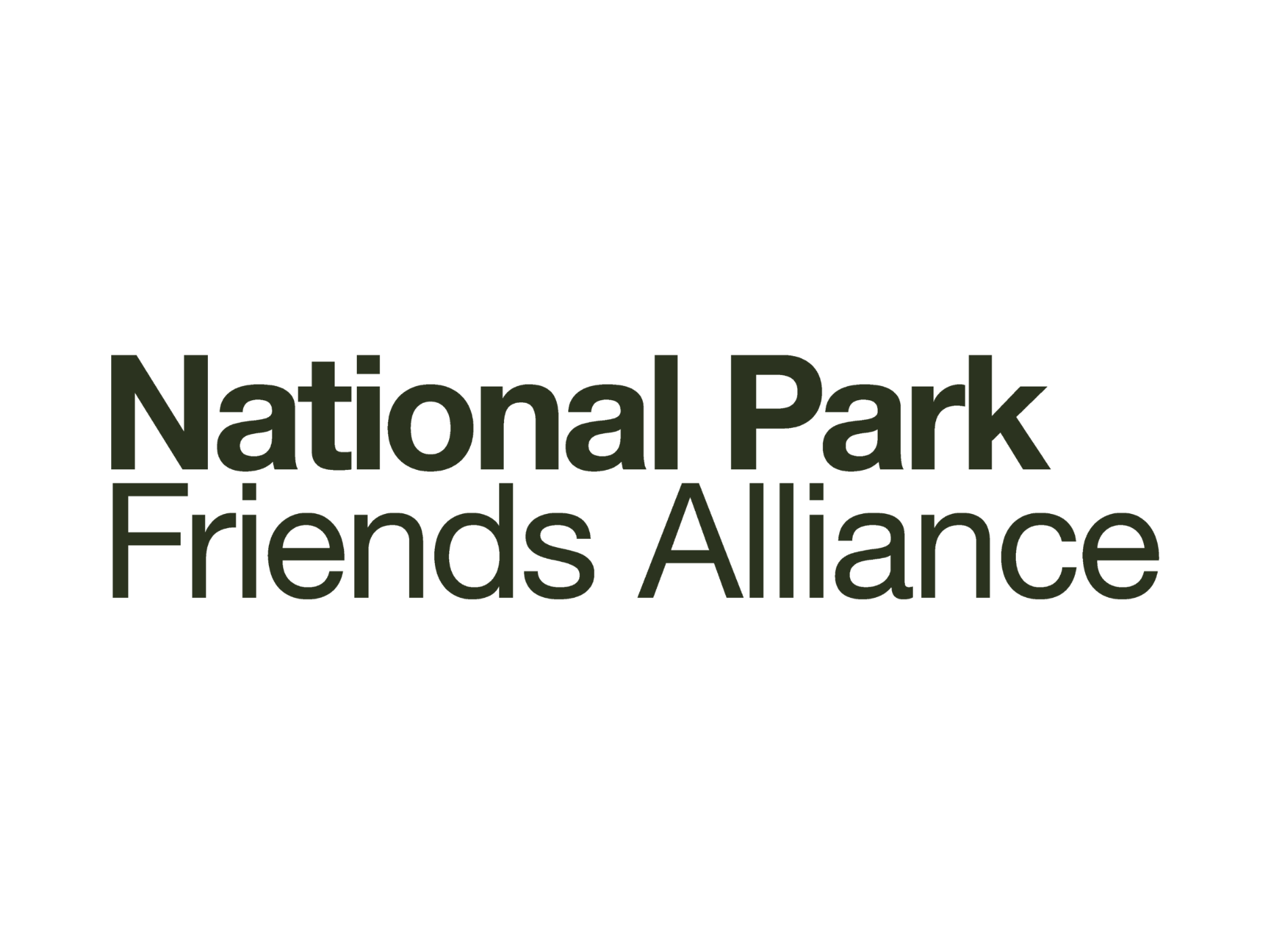 Black text on a white background that reads words 'National Park Friends Alliance' in a minimalist font.