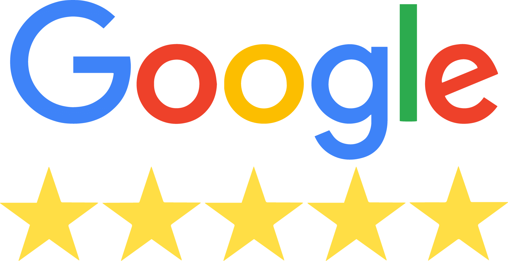 Google logo with five yellow stars below it.