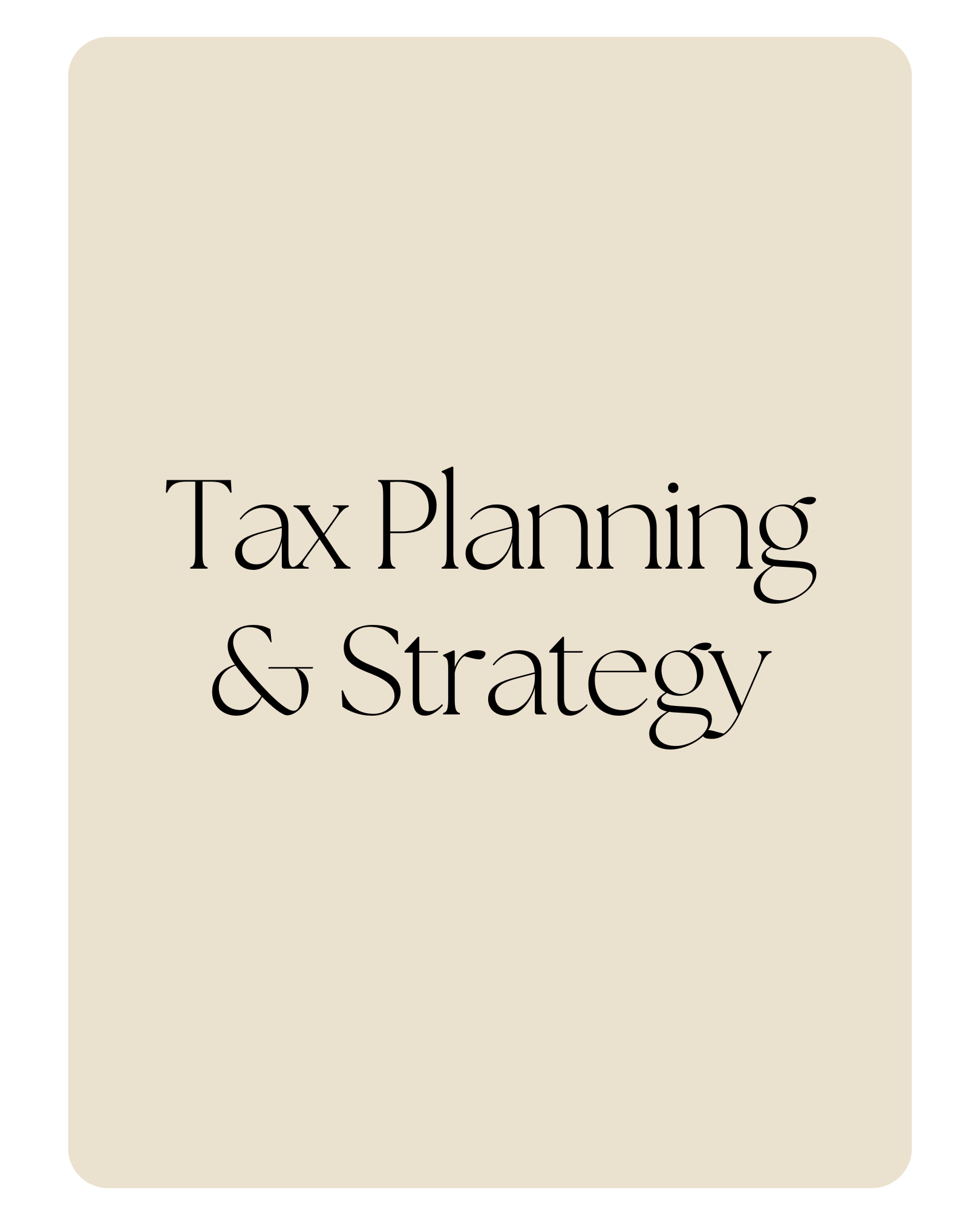 Cover page with beige background and black text that reads 'Tax Planning & Strategy'.