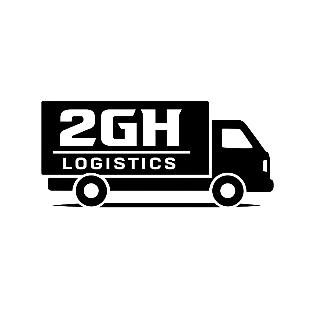 Outline illustration of a delivery truck with the logo '2 The Logistics' on the side.