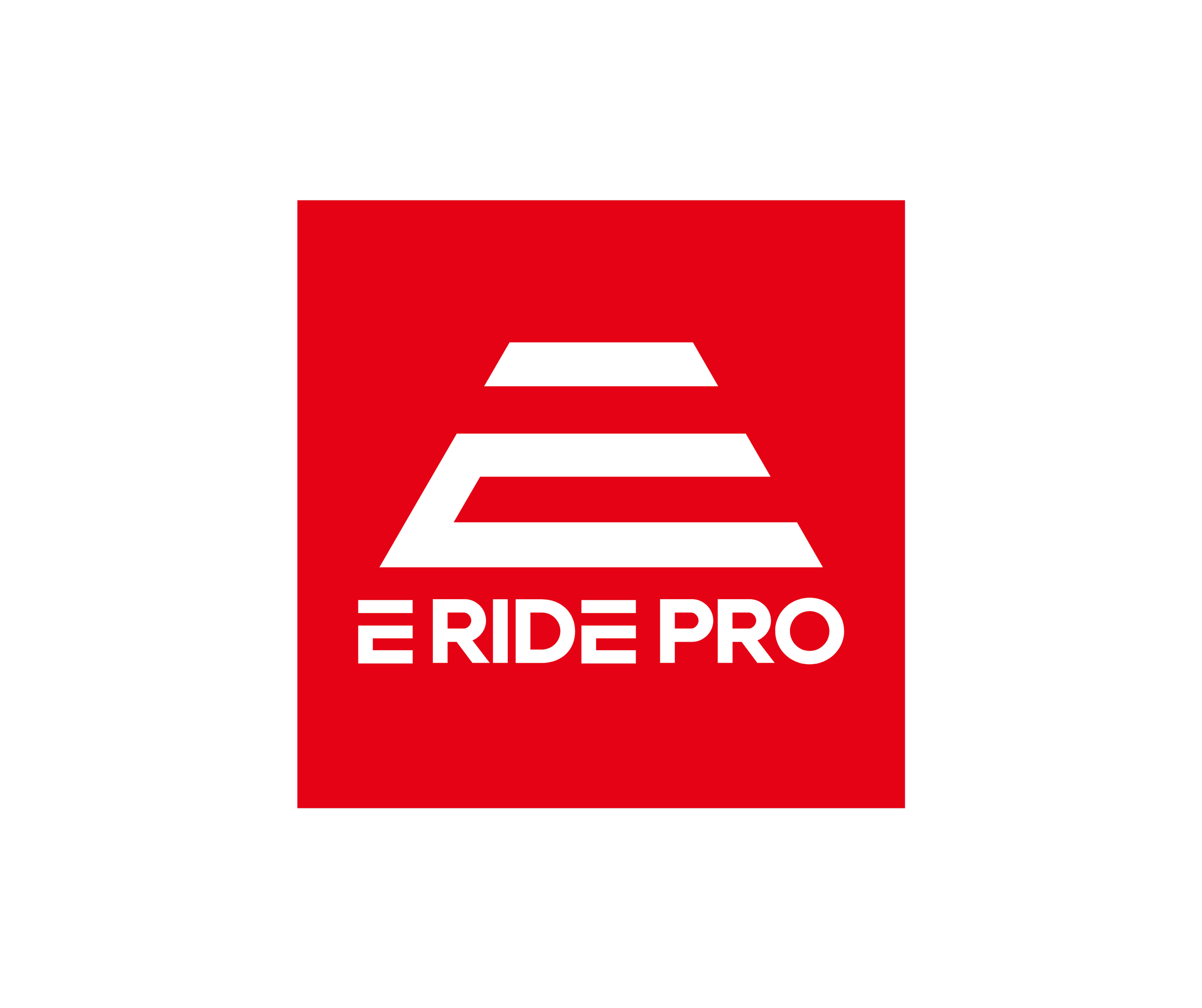 Red square logo with stylized white letters and the text 'E RIDE PRO' underneath.