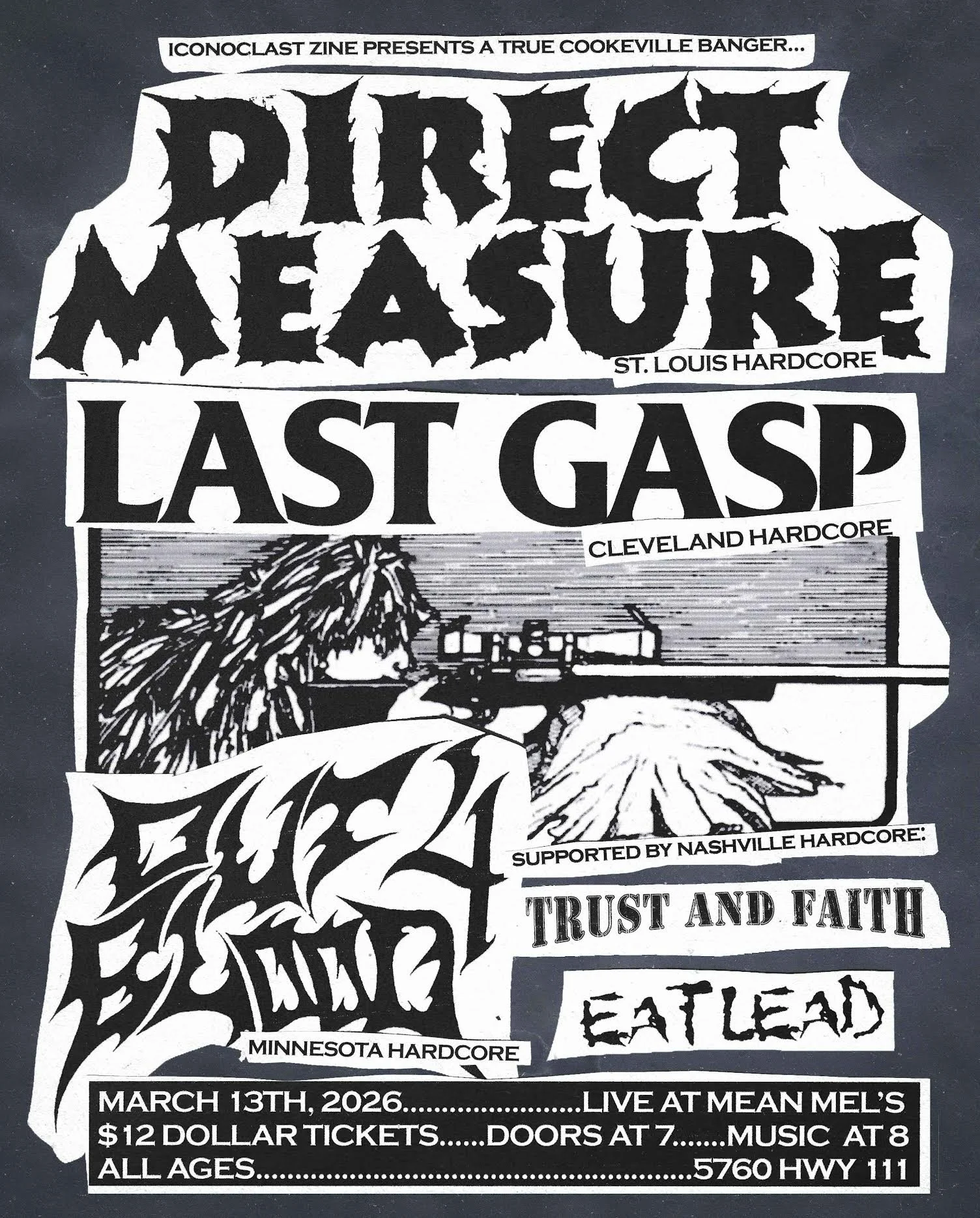 Iconoclast Zine and Nashville Hardcore Presents: Direct Measures, Last Gasp, Out For Blood, Trust And Faith, and Eat Lead