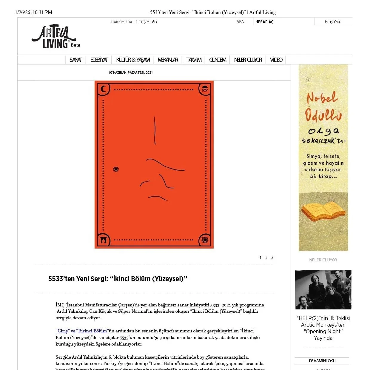 Artful Living-5533’ten Yeni Sergi: “İkinci Bölüm (Yüzeysel)”