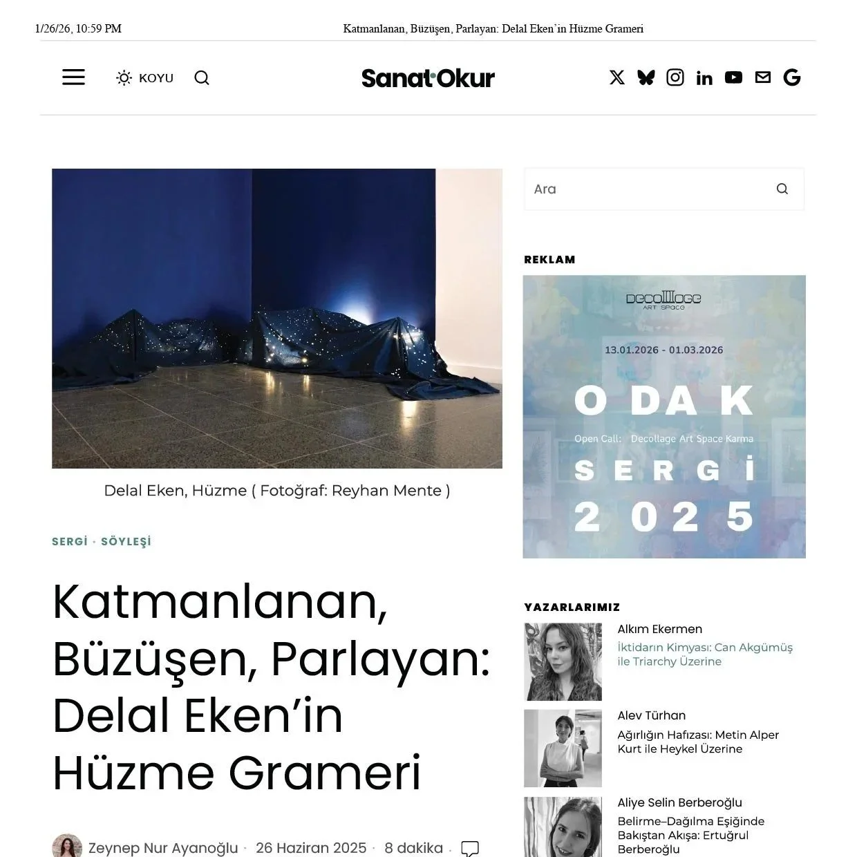 Sanatokur-Katmanlanan, Büzüşen, Parlayan: Delal Eken’in Hüzme Grameri