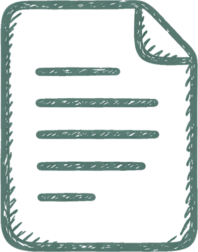 Illustration of a clipboard with a sheet of paper containing five lines of text and a fifth line that is partially obscured.