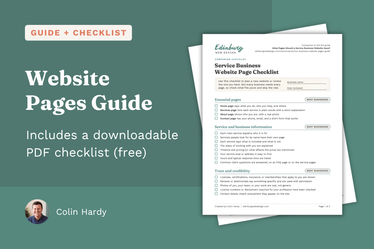 What pages should a service business website have?