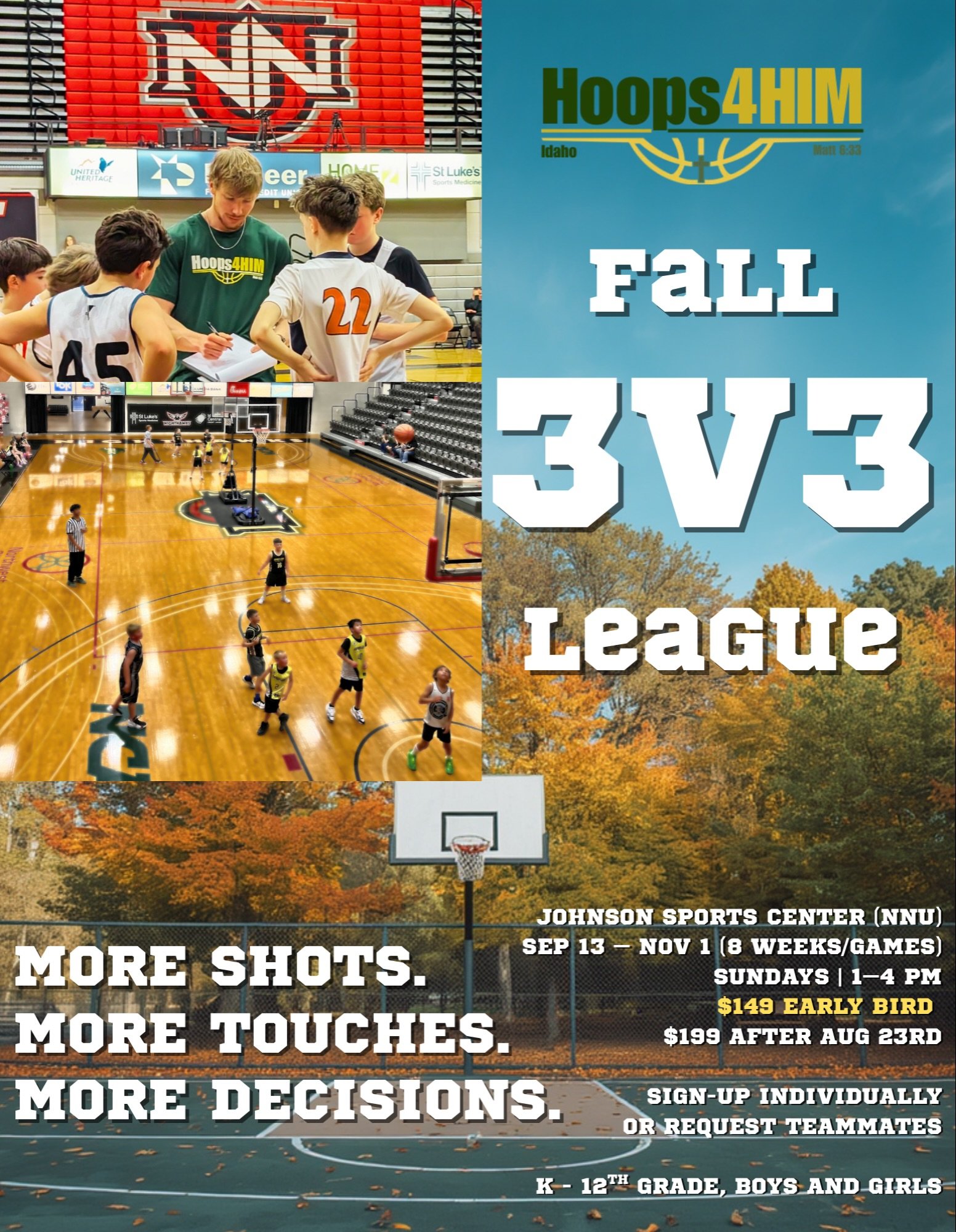 We&rsquo;re back this Fall 🏀 Sunday afternoons at NNU. See the link in our bio for more info ‼️

#basketball #treasurevalley #youthbasketball