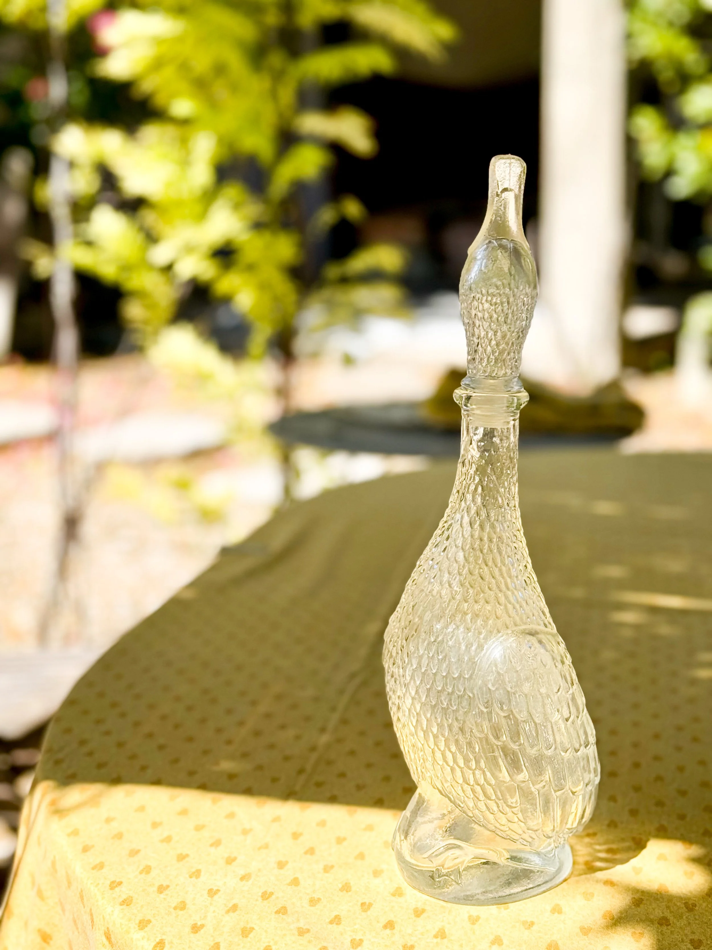 Vintage Clear Pressed Glass Figural Duck Decanter with Head Stopper