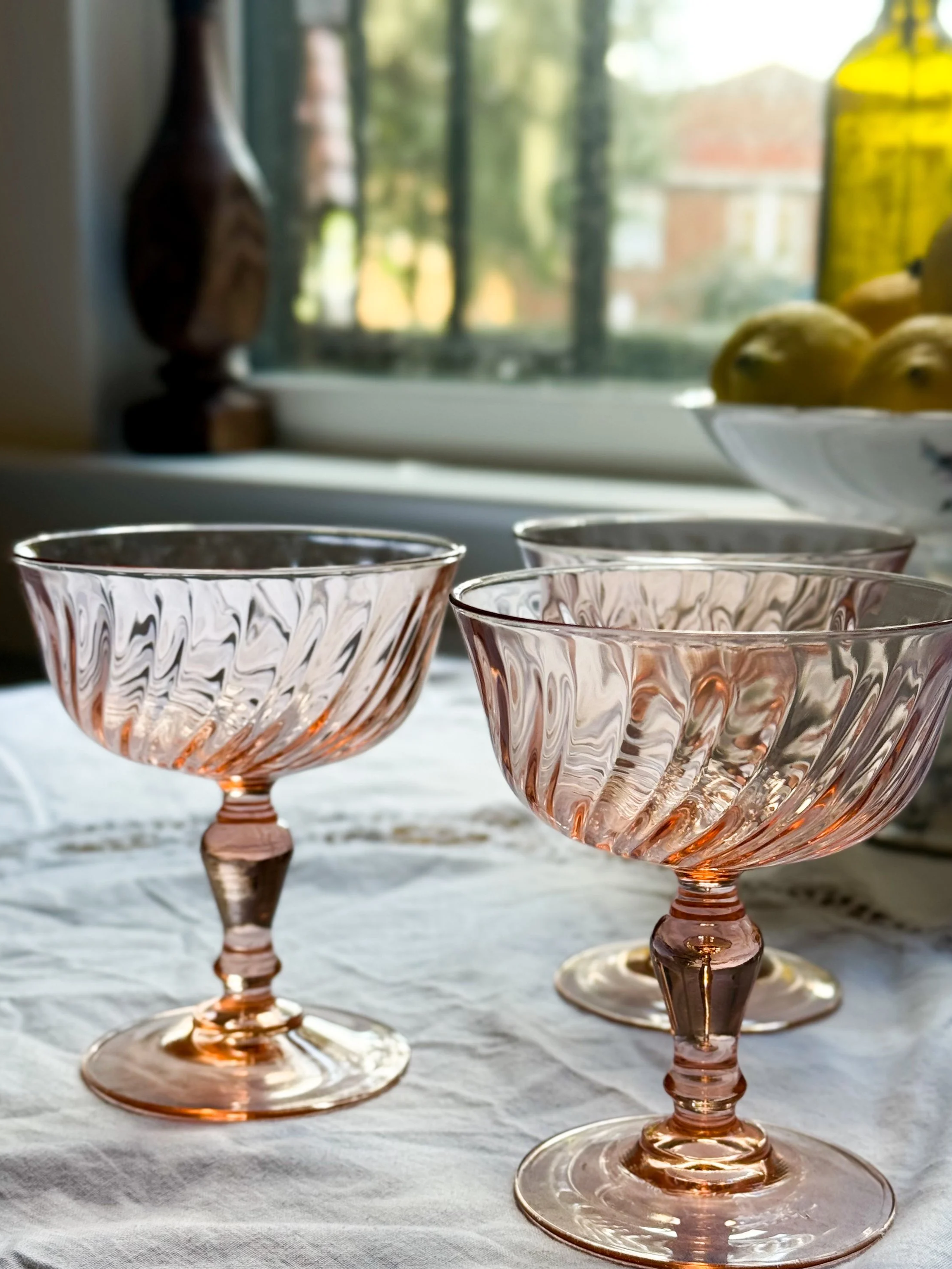 Pink Optic Swirl Champagne Coupes (set of 8)