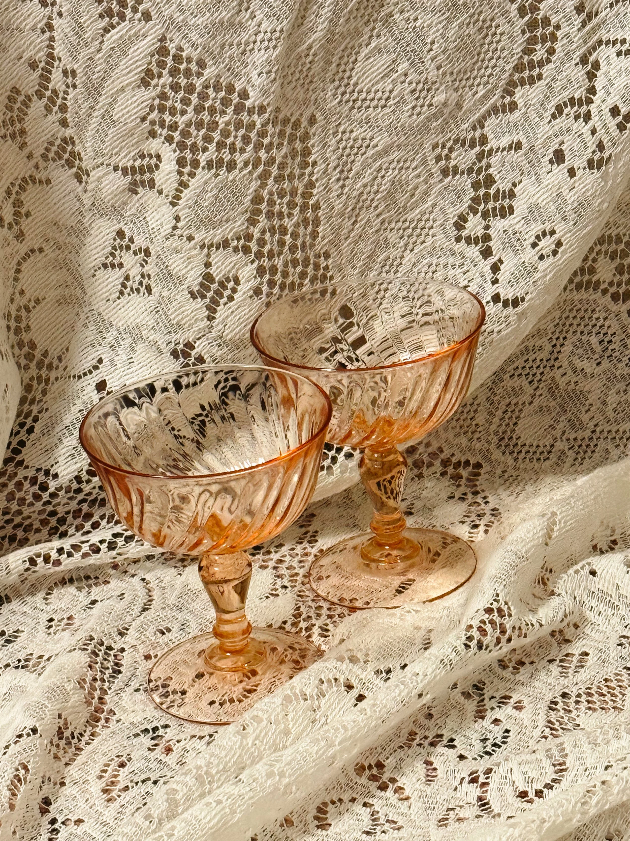 Pink Optic Swirl Champagne Coupes (set of 8)